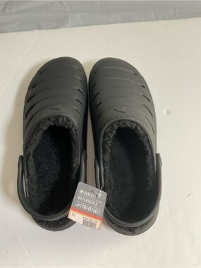 Men's Black Slip-On Boat Shoes with Fleece Lining.